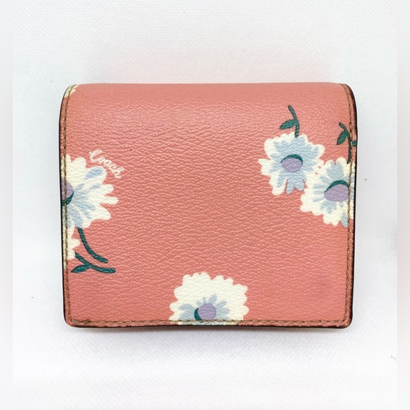 Coach Floral Print Pink Canvas Leather Bifold Wallet - Picture 3 of 7